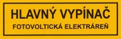 Samolepka - "Hlavný vypínač Fotovoltická elektráreň" 105 × 35 mm