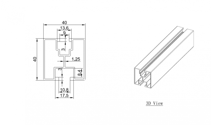 AL profil JM v dĺžke 3600 mm