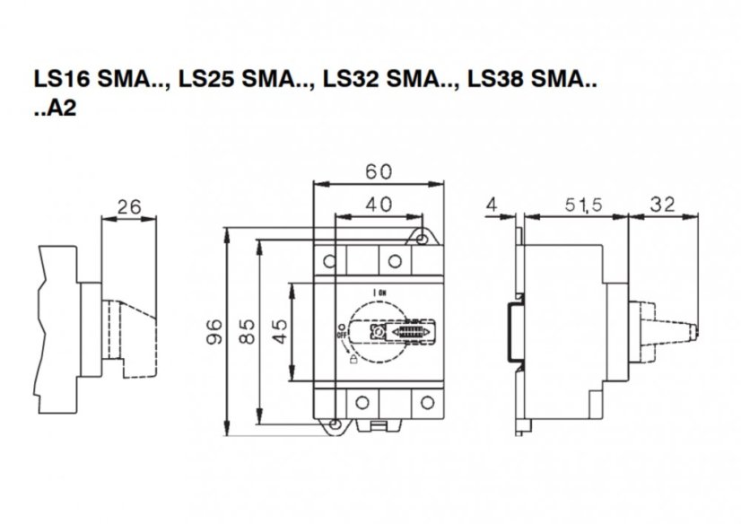 Otočný vypínač LS 25 SMA A2 pre Fotovoltaiku (DC1000V)