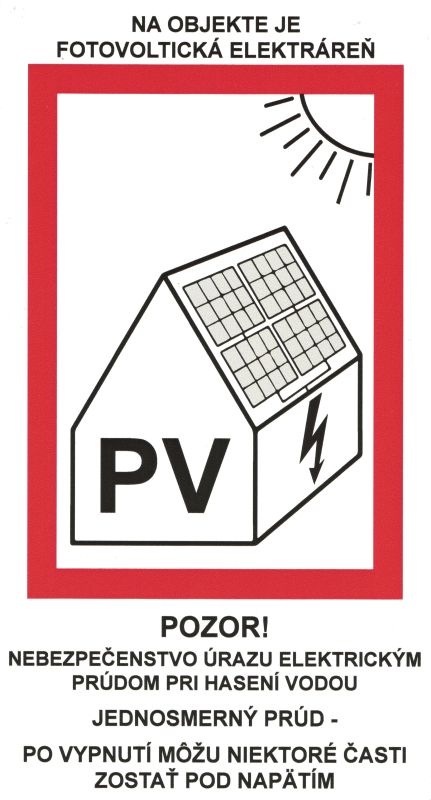 Samolepka - "Na objekte je Fotovoltická elektráreň" 105 × 195 mm
