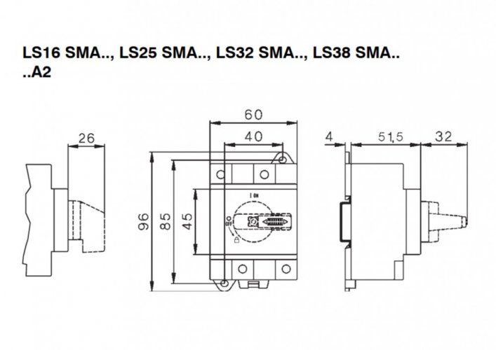 Otočný vypínač LS 38 SMA A2 pre Fotovoltaiku (DC1000V)