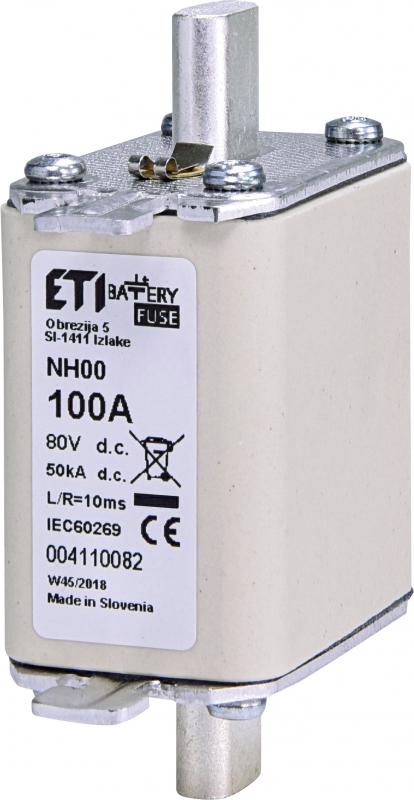 Batériová poistka NH M00 bat 100A/80V DC Batériová poistka NH M00 bat 100A/80V DC