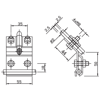 Odkvapová svorka - nerez A2