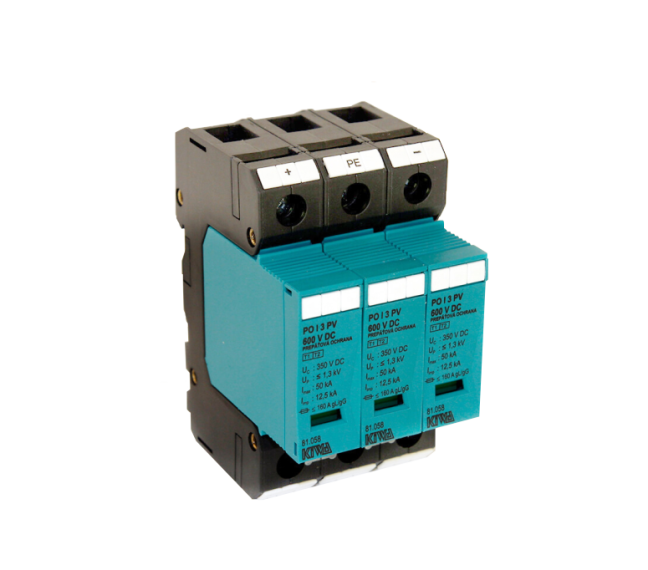 Zvodič prepätia - Kiwa PO I 3 PV 600V DC/12,5kA (Typ 1+2)