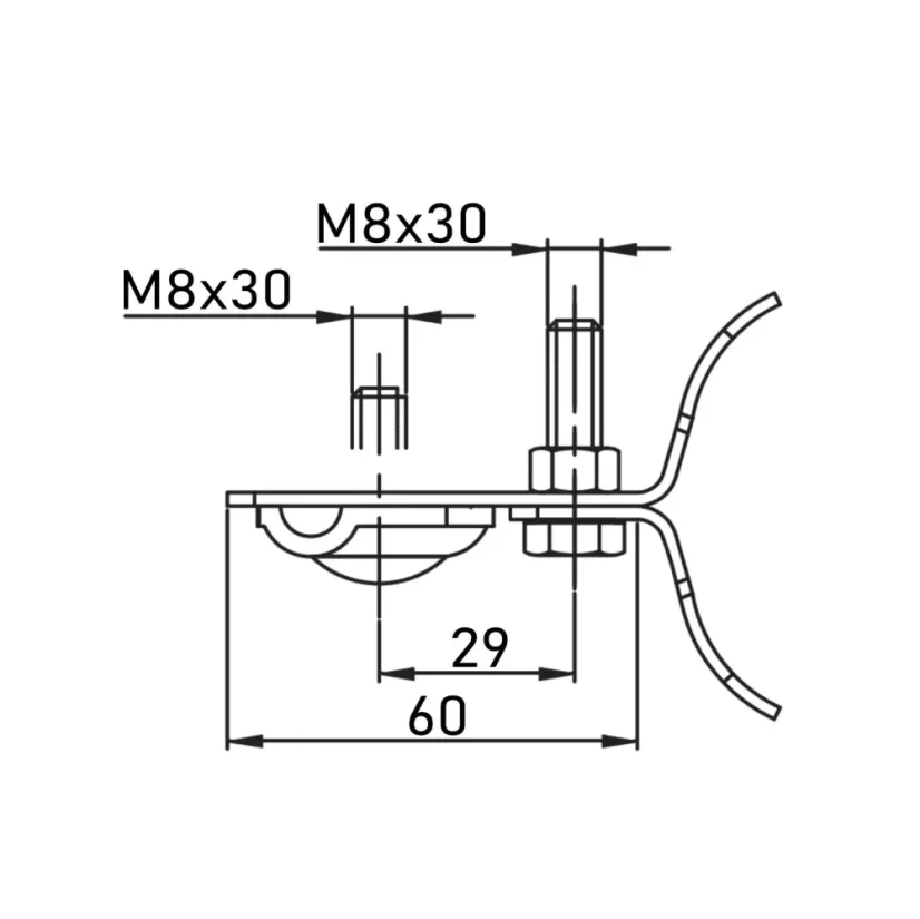 Svorka univerzálna potrubná bez pásika - rozmer.