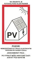 Samolepka - "Na objekte je Fotovoltická elektráreň" 105 × 195 mm