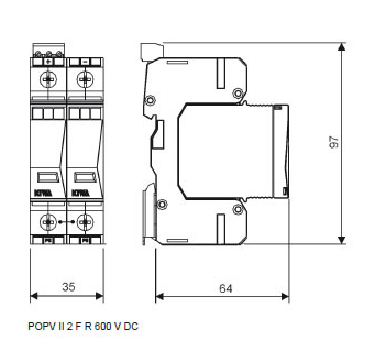 Zvodič prepätia - Kiwa POPV II 2 F 600 V DC (Typ 2)